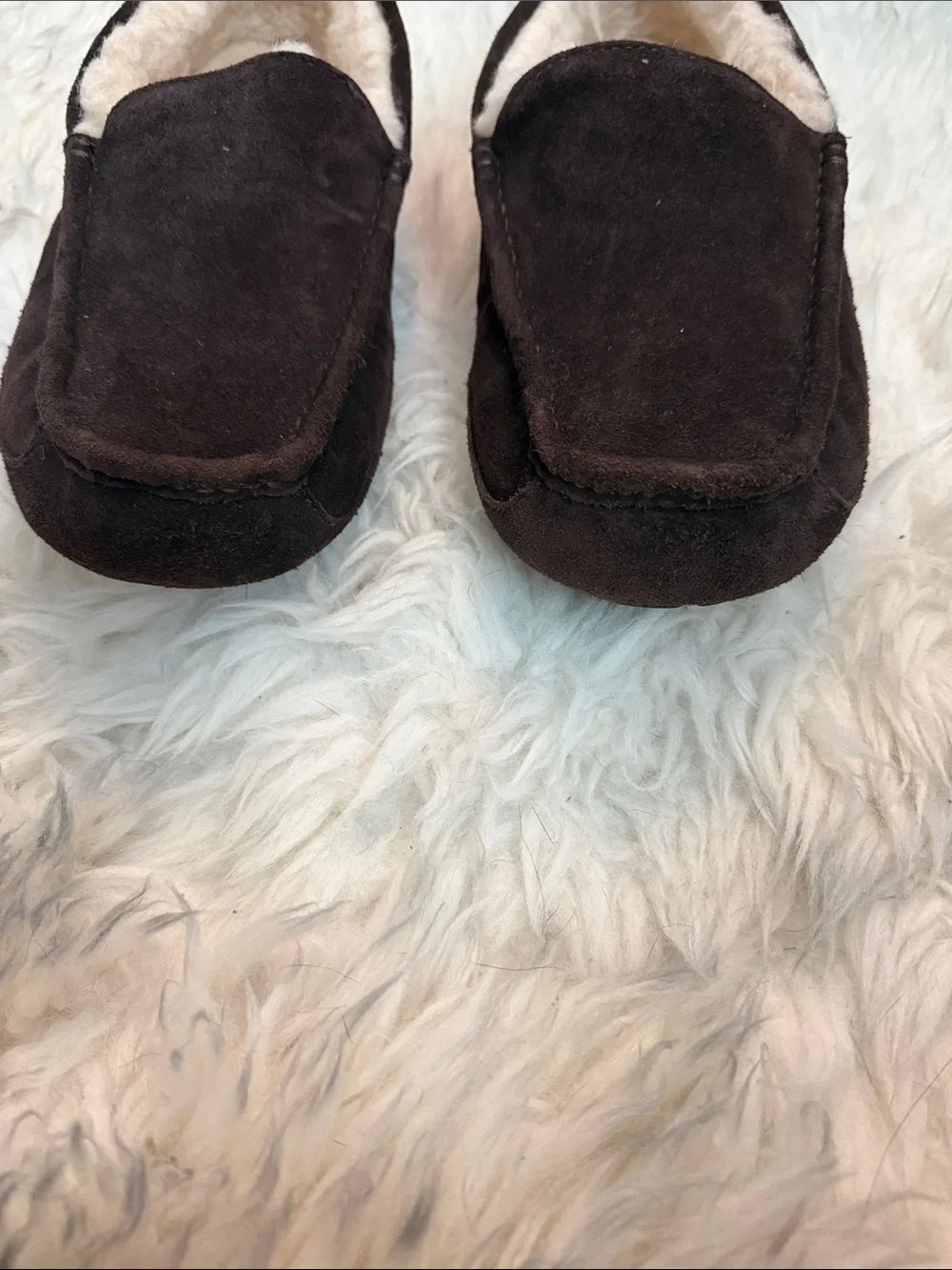 UGG Men's Brown Suede Shearling-Lined Slip-On Loafers